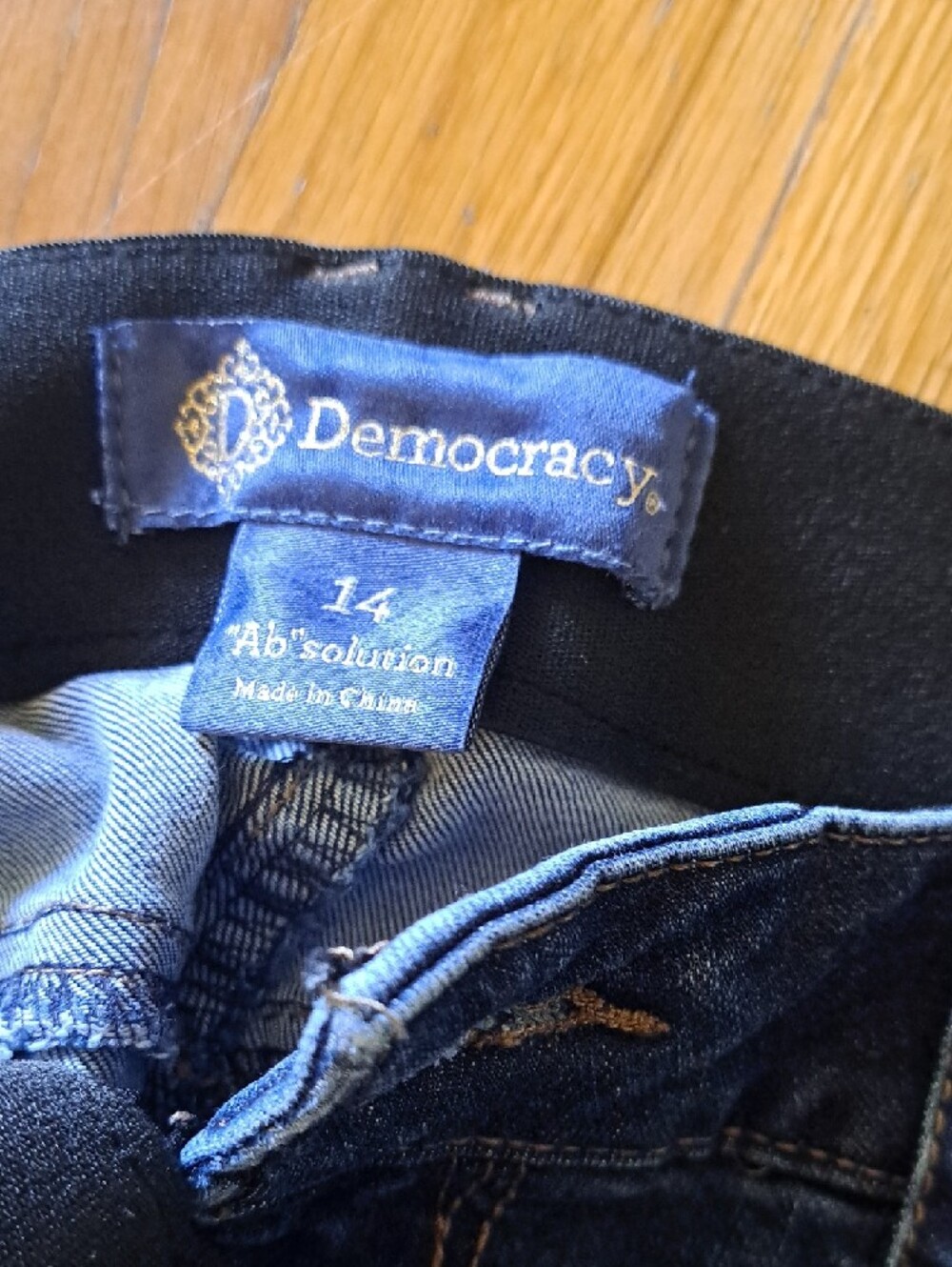 Democracy Dark Blue Denim Jeans with Gold Logo Detail - Picture 3 of 5
